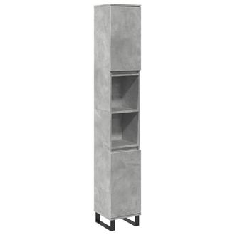 vidaXL Armario De Ba&ntilde;o Madera Contrachapada Gris Hormig&oacute;n 30x30x190 Cm Vidaxl