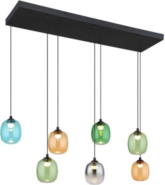 Nowa Globo Minara L&aacute;mpara de techo colgante rectangular con pantalla de vidrio negro mate, 6 LED, 3000 K