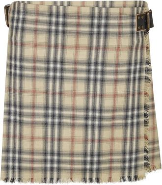 Burberry Mini Kilt - Dames - Korte rokken - Beige - S - Wol - Rokken