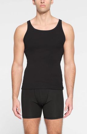 SKIMS 3-Pack Rib Stretch Cotton Tanks in Onyx at Nordstrom, Size X-Small