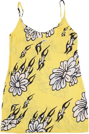Obey Bloemen Mouwloze Jurk Cyber Geel - Dames - Tops zonder mouwen - Geel - XS - Tops