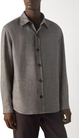 Ermenegildo Zegna Cashmere, Linen & Silk Overshirt in Dark Brown at Nordstrom, Size Xx-Large