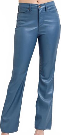 Judy Blue Faux Leather High Waisted Tummy Control Bootcut Pants In Blue