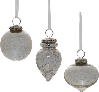 Melrose International Grey Mercury Glass Ornament (Set of 6) - Silver
