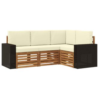 vidaXL Juegos De Sof&aacute;s Con Coj&iacute;n 4 Pcs Madera De Acacia S&oacute;lida Vidaxl