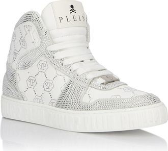 Philipp Plein High Top Sneakers Carson Monogram Strass Unisex in White at Nordstrom, Size 35