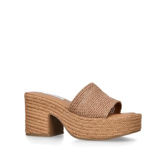 Steve Madden Womens Trippy Brown Raffia Sandals Fabric - Size UK 5