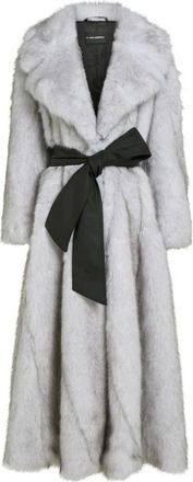 Karl Lagerfeld Studio Lange Imitatiebontjas - Dames - Mantels - Grijs - Maat: M Poliester