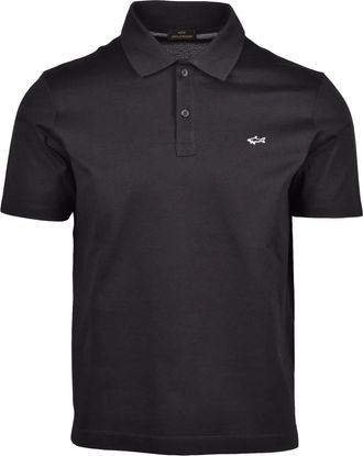 Paul & Shark Black Cotton Minimalist Polo Shirt
