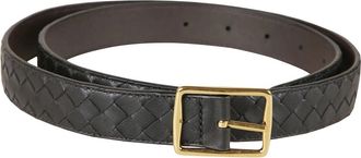 Bottega Veneta Intrecciato Leather Belt - female - Bottega Veneta - Belts - Black - 80 CM - Accessories
