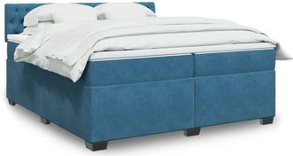 vidaXL Cama Box Spring Con Colch&oacute;n Terciopelo Azul 200x200 Cm Vidaxl