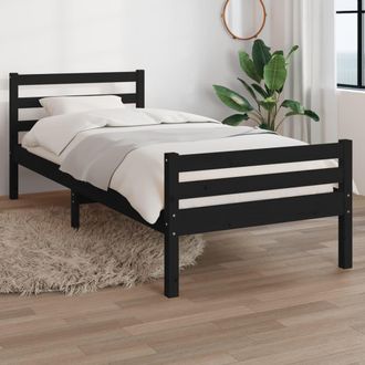 vidaXL Estructura De Cama Sin Colch&oacute;n Madera Maciza Negro 100x200 Cm Vidaxl