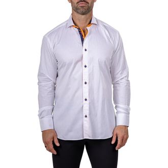 Maceoo Eins Marthy Contemporary Fit Cotton Button-Up Shirt in White at Nordstrom, Size 5