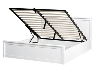 Beliani Cama matrimonial de madera blanco 160x200