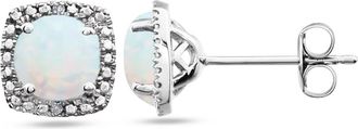 Allurez Lab Grown Ruby & Natural Diamond Stud Earrings Sterling Silver in 0.65Ct/white Opal at Nordstrom