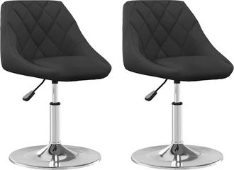 vidaXL Sillas De Comedor Giratorias 2 Uds Terciopelo Negro Vidaxl