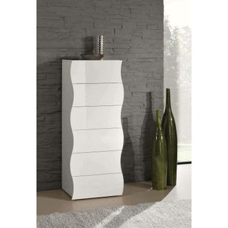 Dmora Dmora Cajonera Con 6 Cajones, Made In Italy, Dise&ntilde;o Moderno, Semanal Para Dormitorio, 50x40h122 Cm, Color Blanco Brillante, Con Embalaje Reforzado