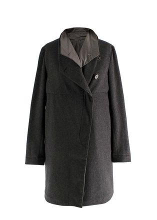 Brunello Cucinelli Grey Double Layer Coat With Detachable Waistcoat Size S