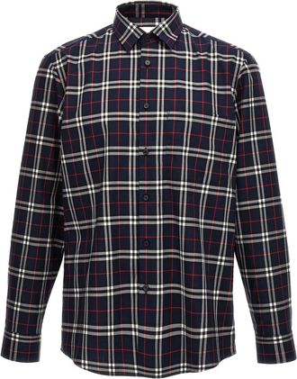 Burberry Geruite katoenen overhemd - Heren - Casual Overhemden - Blauw - XS - Katoen - Overhemden