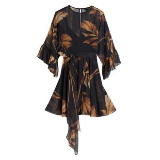 Ted Baker Elster Mini-jurk Met Ruches Aan De Mouwen, Doorschijnend Zwart