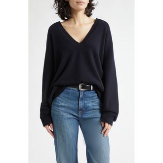 Nili Lotan Feron Cashmere V-Neck Sweater in Dark Navy at Nordstrom, Size X-Small
