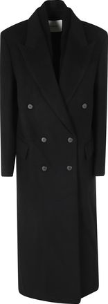 IVY & OAK Black Double-Breasted Straight Circle Wool Coat