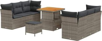 vidaXL Vidaxl - Conjunto De Sof&aacute; De Jard&iacute;n Con Coj&iacute;n 9 Pcs Gris 80 X 80 X 71 Cm