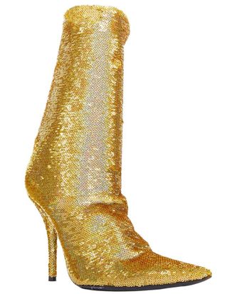 Balenciaga Womens Cotton Demna Knife Sequins Point Toe Sock Boot (Authentic Pre-Loved)