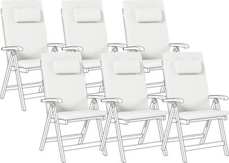 Beliani Conjunto De 6 Cojines Para Silla De Jard&iacute;n Asiento Y Respaldo Acolchado Con Reposacabezas Blanco Crema Java/amantea Premium