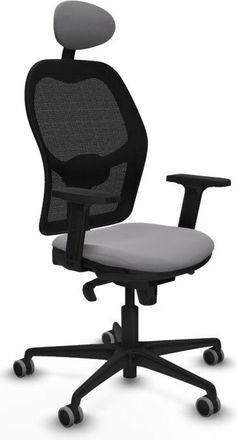 Piqueras y Crespo Piqueras Y Crespo - Jorquera Sincro Malla Negra Similpiel Gris Brazos 2d Base Nailon Cabecero Fijo Ruedas 65mm Engomada