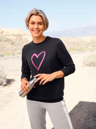 Catamaran Sweatshirt CATAMARAN, Damen, Gr. 52/54, pink (schwarz, magenta), 100% Baumwolle, bedruckt, gemustert, unifarben, Rundhals, Sweatshirts Sweatshirt