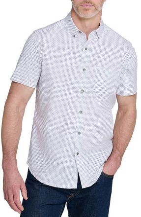 W.R.K Slim Fit Micro Diamond Reworked Short Sleeve Button-Down Shirt in White at Nordstrom, Size Xx-Large
