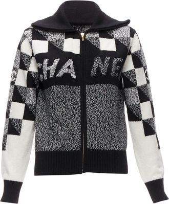 Chanel Cashmere Graphic CC Logo Cardigan