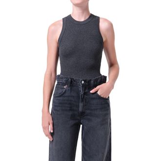 A Gold E Leigh Rib Racerback Tank in Charcoal Heather at Nordstrom, Size X-Large