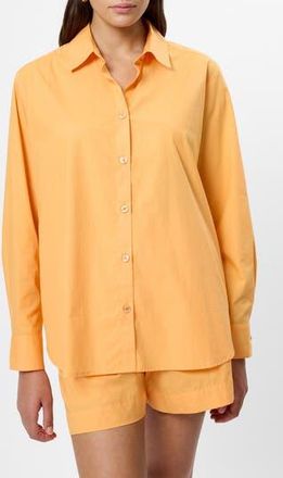French Connection Rhodes Poplin Button-Up Shirt in Clementine at Nordstrom Rack, Size X-Small