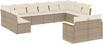 vidaXL Set De Sof&aacute;s De Jard&iacute;n 12 Pzas Y Cojines Rat&aacute;n Sint&eacute;tico Marr&oacute;n Vidaxl