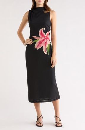 Rails Rebecca Floral Placement Sleeveless Midi Dress in Peach Lily at Nordstrom Rack, Size Large