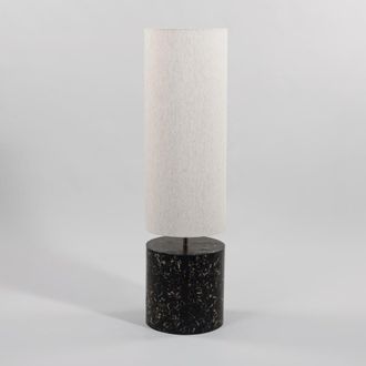 Maisons du monde L&aacute;mpara de pie con efecto terrazo y pantalla cil&iacute;ndrica color crema, 142 cm