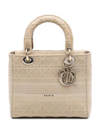 Dior 2020 Medium Canvas Cannage Lady D Lite satchel - Brown