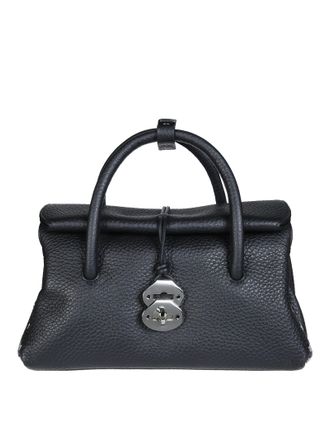 Zanellato Black Dotta Centauro Pebbled Leather Handbag
