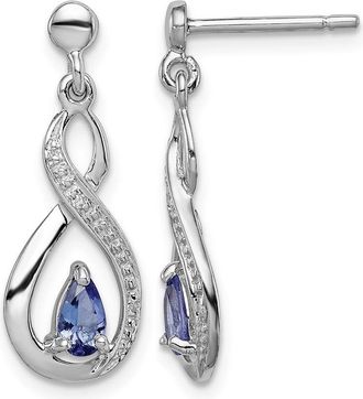 Diamond2Deal Sterling Silver Rhodium-plated Tanzanite & Diamond Earrings