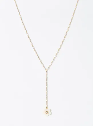 Simons Womens White flower lariat chain