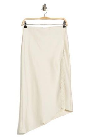 Leith Lace Trim Satin Midi Skirt in Ivory Dove at Nordstrom Rack, Size X-Large