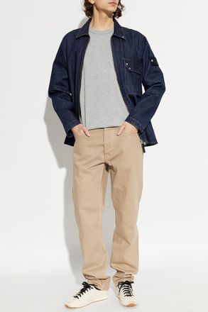 Stone Island Denim Jacket With Logo Patch, Mens, Navy Blue