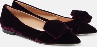 Gianvito Rossi Bow-detail velvet ballet flats