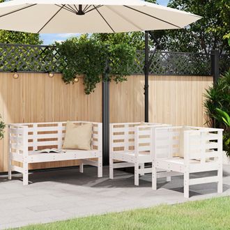 vidaXL Juego De Muebles De Jard&iacute;n 3 Pzas Madera Maciza De Pino Blanco Vidaxl