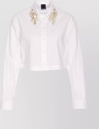 Pinko cropped shirt with embellished long sleeves