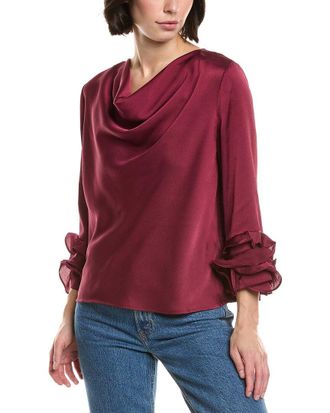 Vince Camuto Cowl Neck Tiered Ruffle Sleeve Top