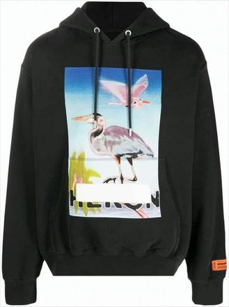 Heron Preston Relaxed Fit Graphic Print Hoodie With Drawstring Hood
