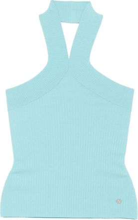 Karl Lagerfeld Canotta in maglia con scollo allamericana - Blu